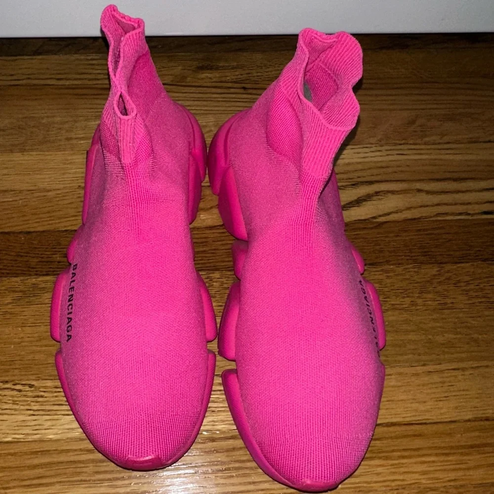 Balenciaga Neon Pink Sock Sneakers - Picture 3 of 4